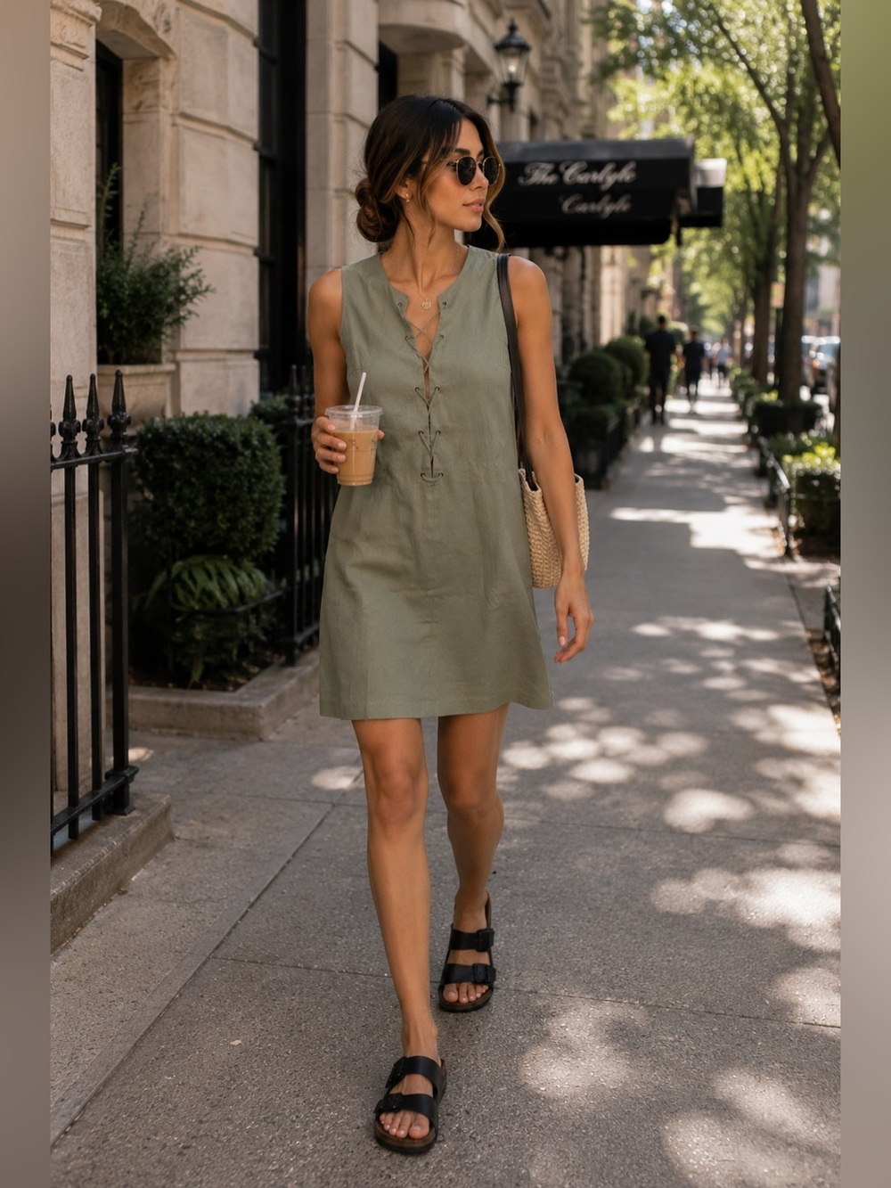Kendall + Kylie Sleeveless Lace-Up Shift Dress